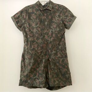 Title Nine 9 Rosie Utility Short Romper Jumpsuit Sz Medium Garden Camo Military